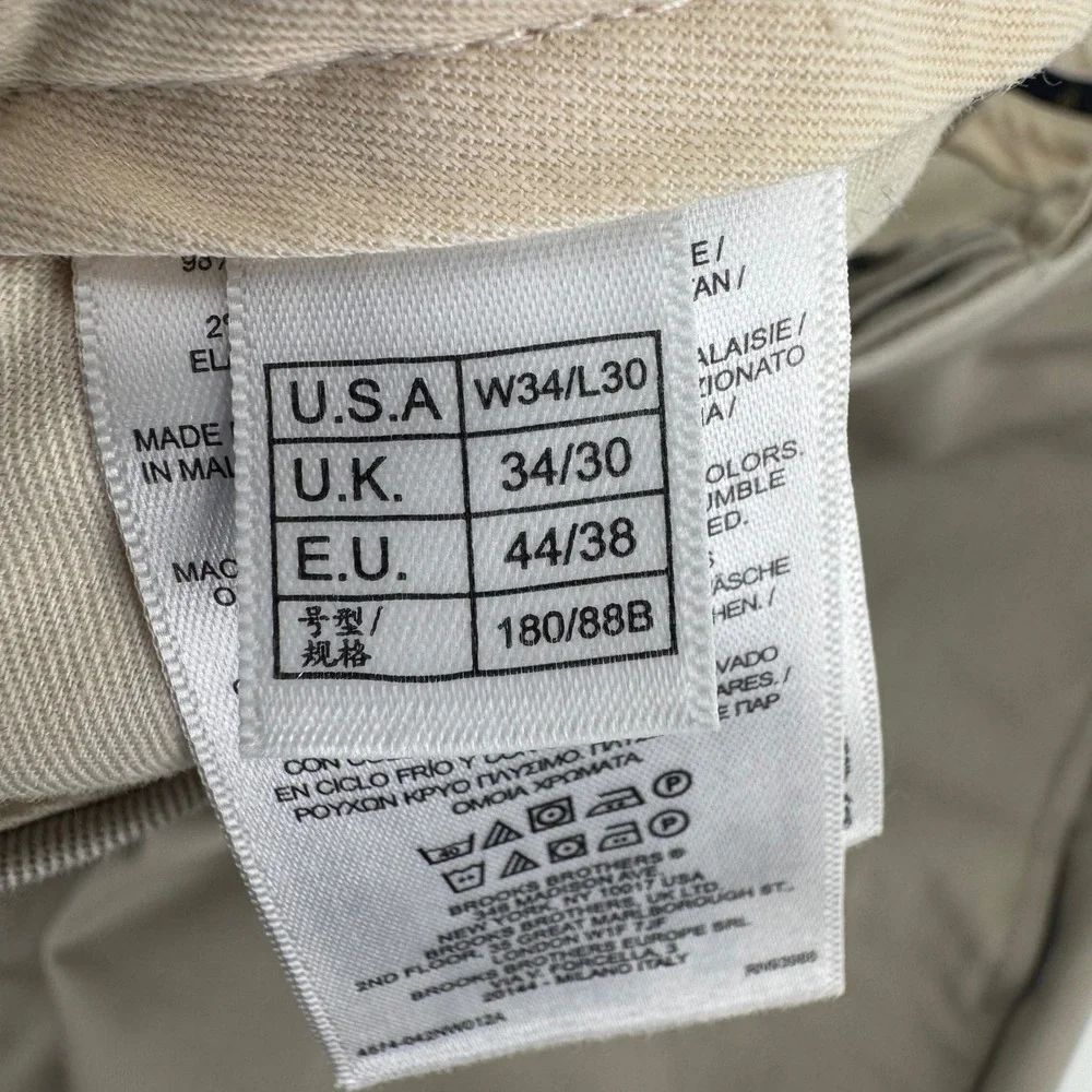 Brooks Brothers Mens Clark Advantage Chino‎ Khaki Tan Pants 34x30 100104084
